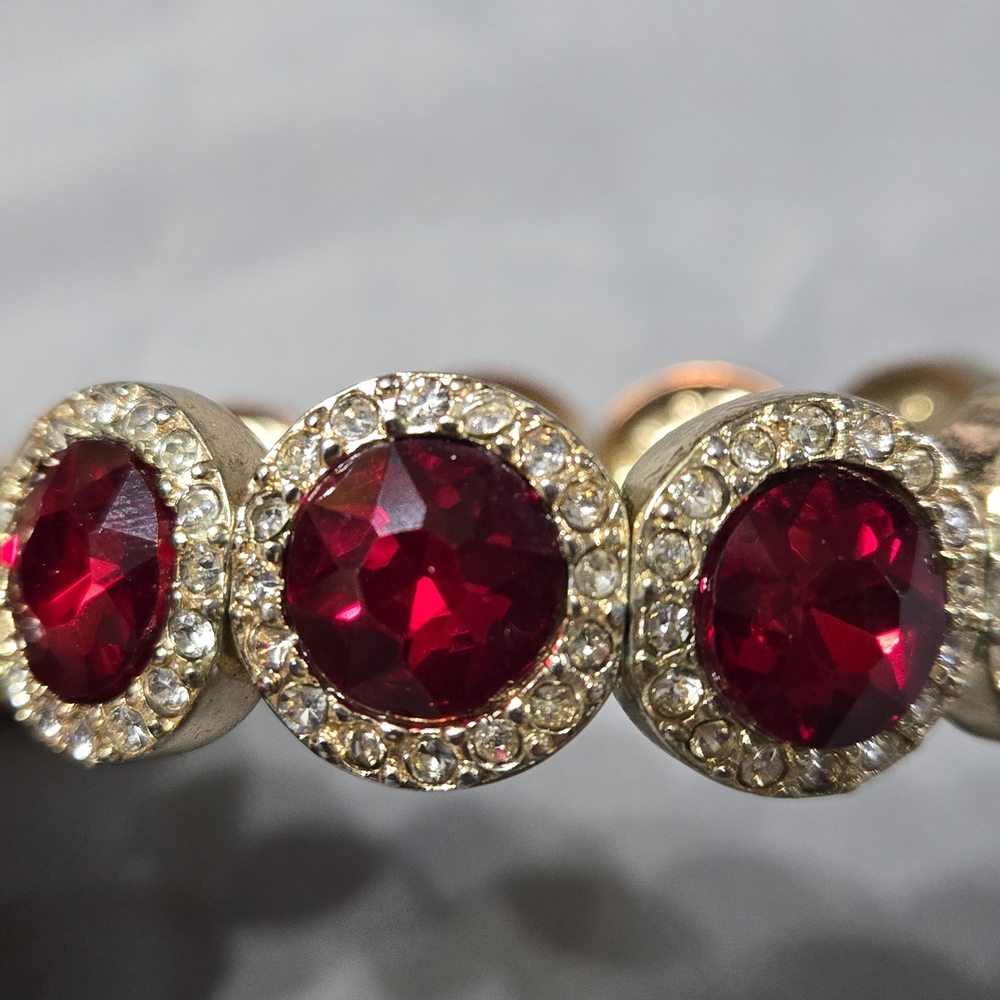 Red & Silver Rhinestone Necklace & Bracelet Set - Picture 7 of 9